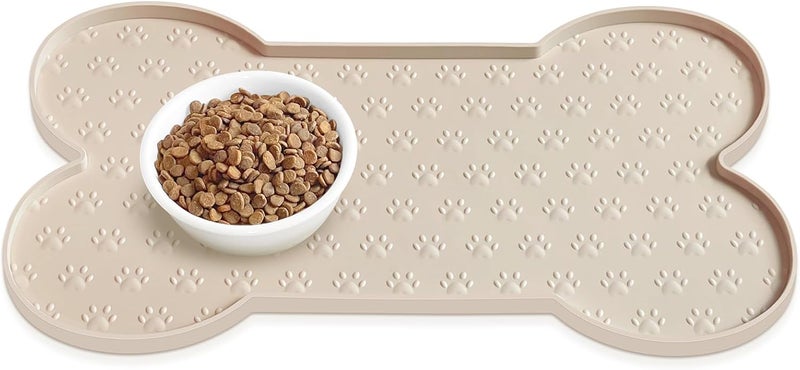 PWTAA Dog Food Mat Anti-Slip Silicone Dog Bowl Mat Thicker Pet Placemat Waterproof Cat Feeder Pad with Raised Edge Puppy Kitten Feeding Mats Suitable Small Medium-Sized Dogs Cats Eating Tray - Image 1